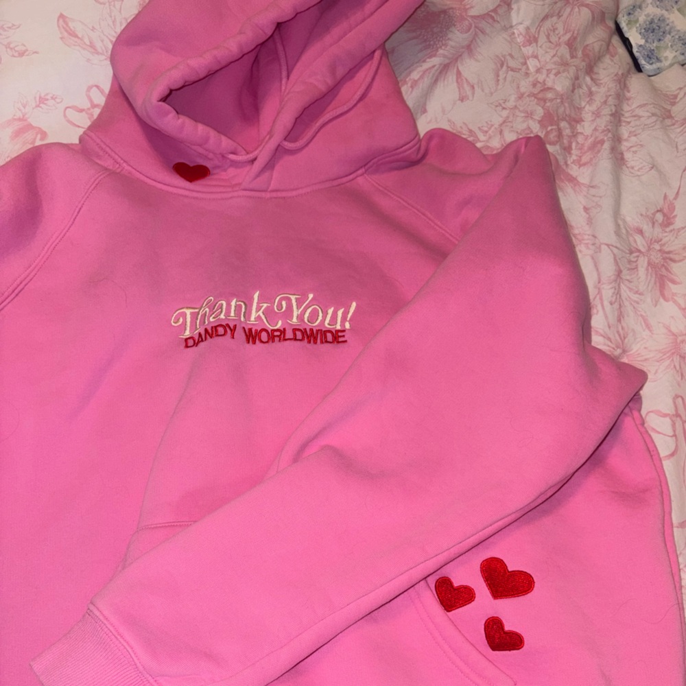 Pink Hoodie with Heart Accents